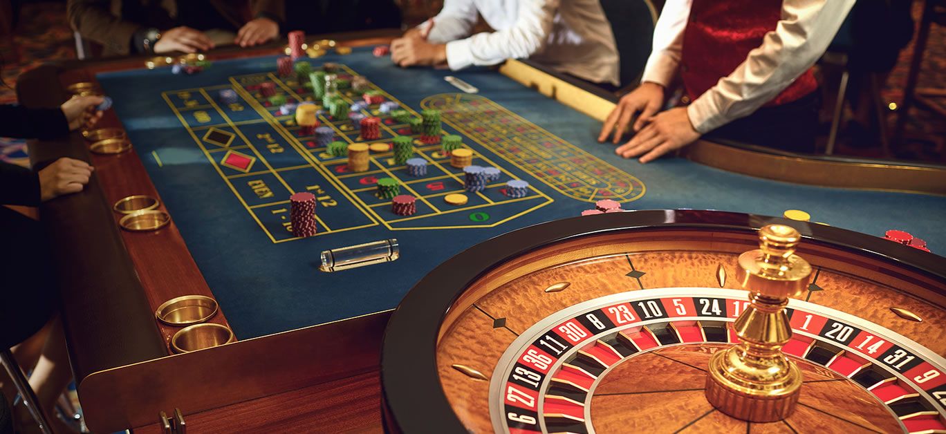 Wide casino floor panorama